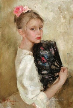 Women Painting - Pretty Little Girl NM Tajikistan 18 Impressionist